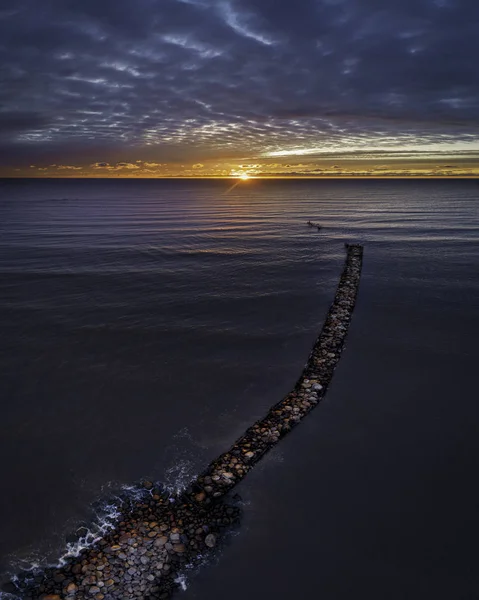 Dramatisk Solnedgång Över Havet Natur Skönhet Koncept — Stockfoto