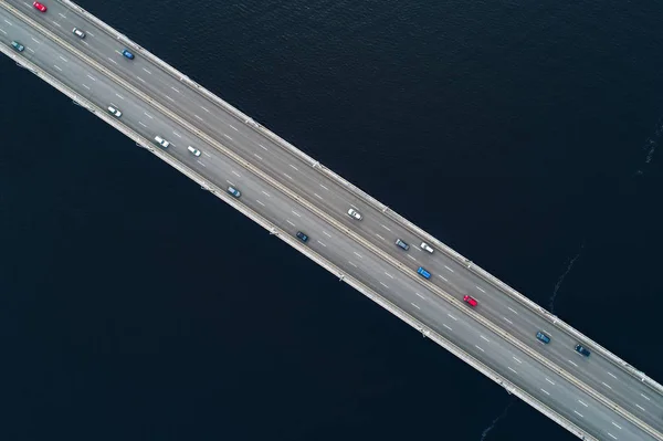 Aerial View Bridge City Traffic Daytime — Stock Photo, Image