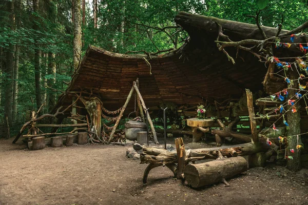 Edificio Legno Nella Foresta Durante Giorno — Foto Stock