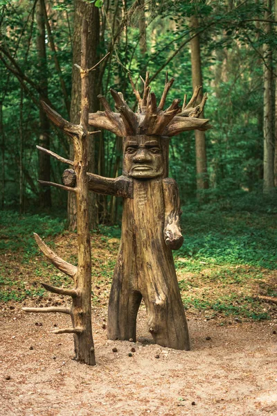 Holzfiguren Tiefen Wald Tag — Stockfoto