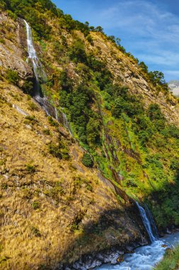 scenic view of mountains and river at autumn season, nature beauty concept  