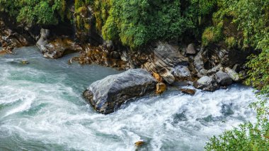 scenic view of mountains and river at autumn season, nature beauty concept  