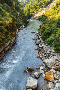 scenic view of mountains and river at autumn season, nature beauty concept  