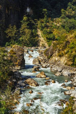 scenic view of mountains and river at autumn season, nature beauty concept  