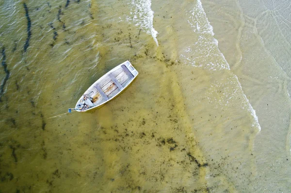 Vue Aérienne Vieux Bateau Bois Sur Littoral Mer Baltique — Photo