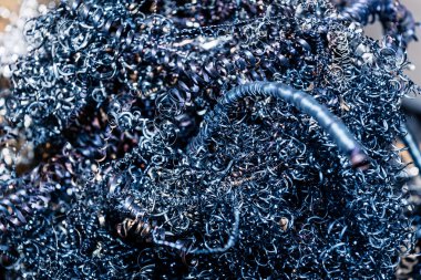 Renkli bir yığın Cnc metal talaşının ayrıntıları.