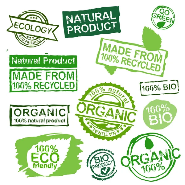Conjunto de selos ecológicos — Vetor de Stock