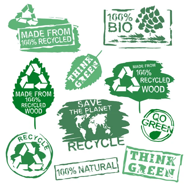 Set francobolli ecologia — Vettoriale Stock