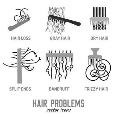 Hair problem icons clipart