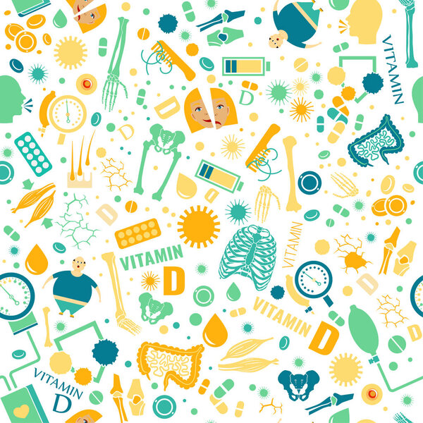 Vitamin D seamless pattern