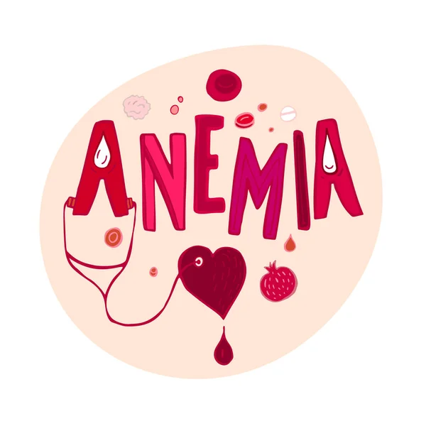 Anemia doodles fondo — Vector de stock