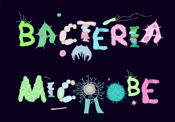 Bacterias biológicas Letras — Vector de stock