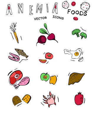 Anemia food doodles clipart