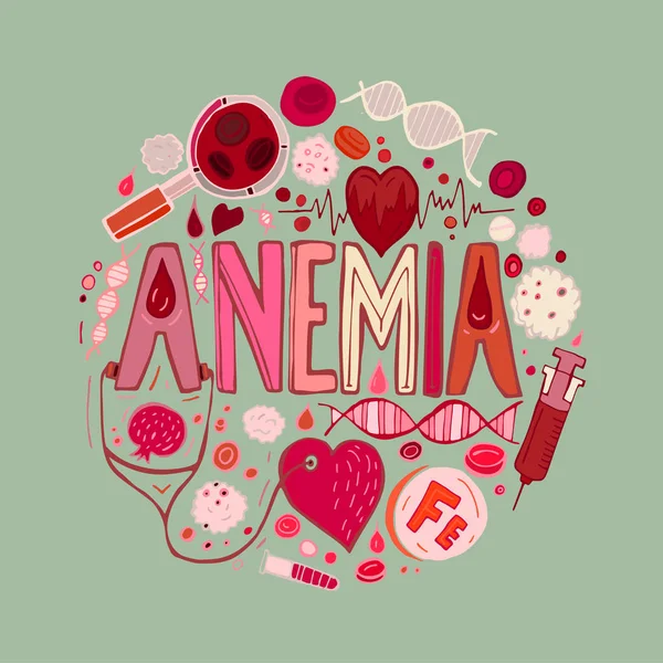 Anemia doodles fondo — Vector de stock