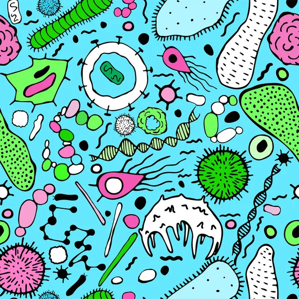 微生物学のシームレス パターン — ストックベクタ