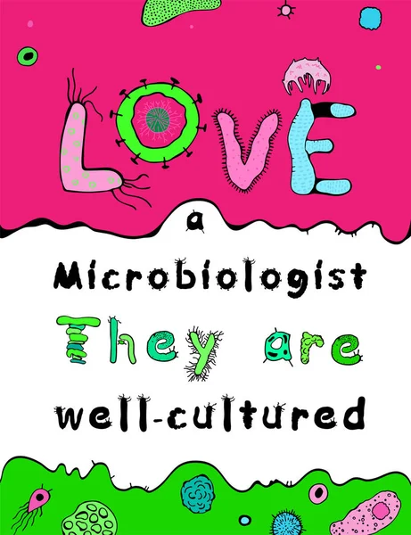 Amore Microbiologo Poster — Vettoriale Stock