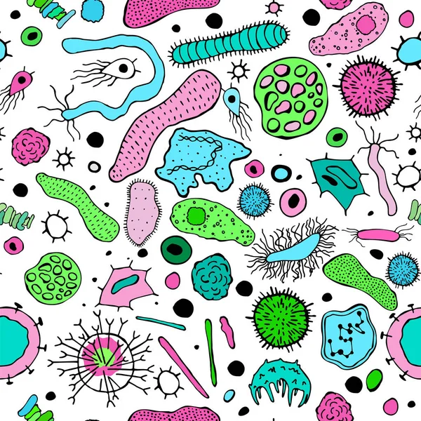 Microbiologie Modèle sans couture — Image vectorielle