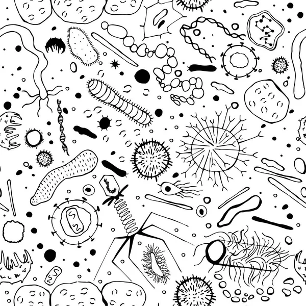 微生物学のシームレス パターン — ストックベクタ