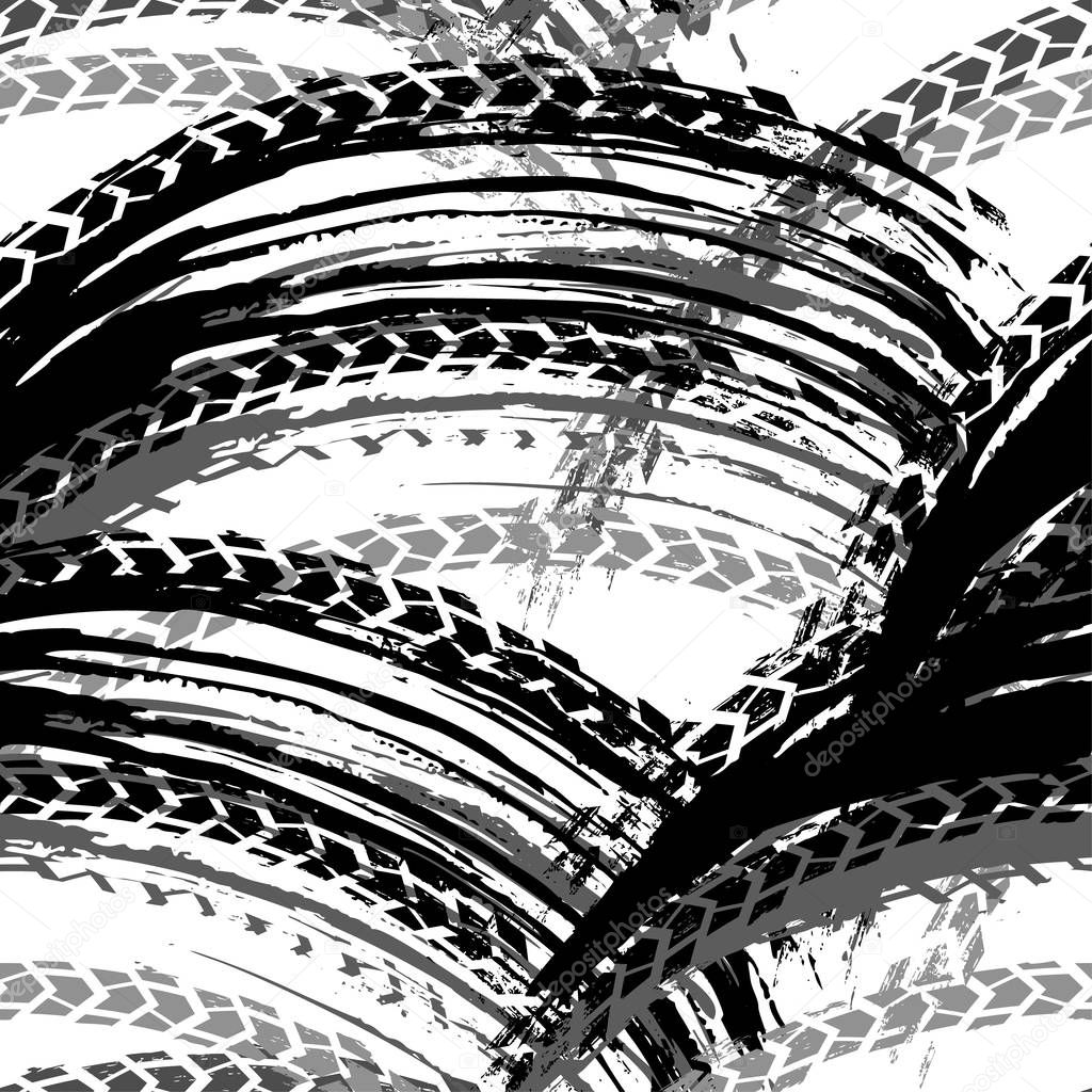 Seamless Tire Tracks Pattern 