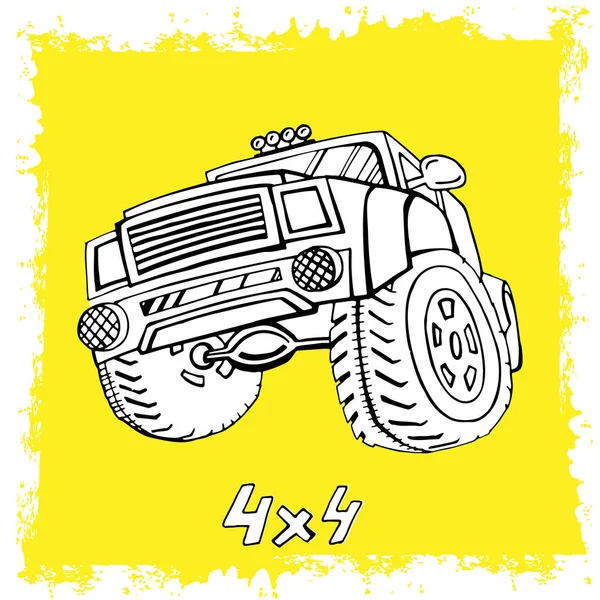 Hand drawn offroad car — Stock Vector