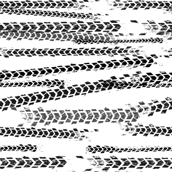 Seamless Tire Tracks Pattern — Stock Vector