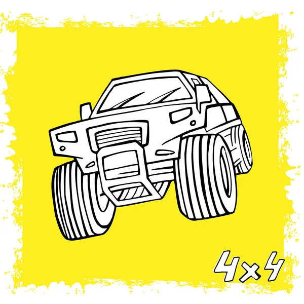 Hand drawn offroad car — Stock Vector