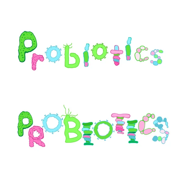 Probiotici Lettering immagine — Vettoriale Stock