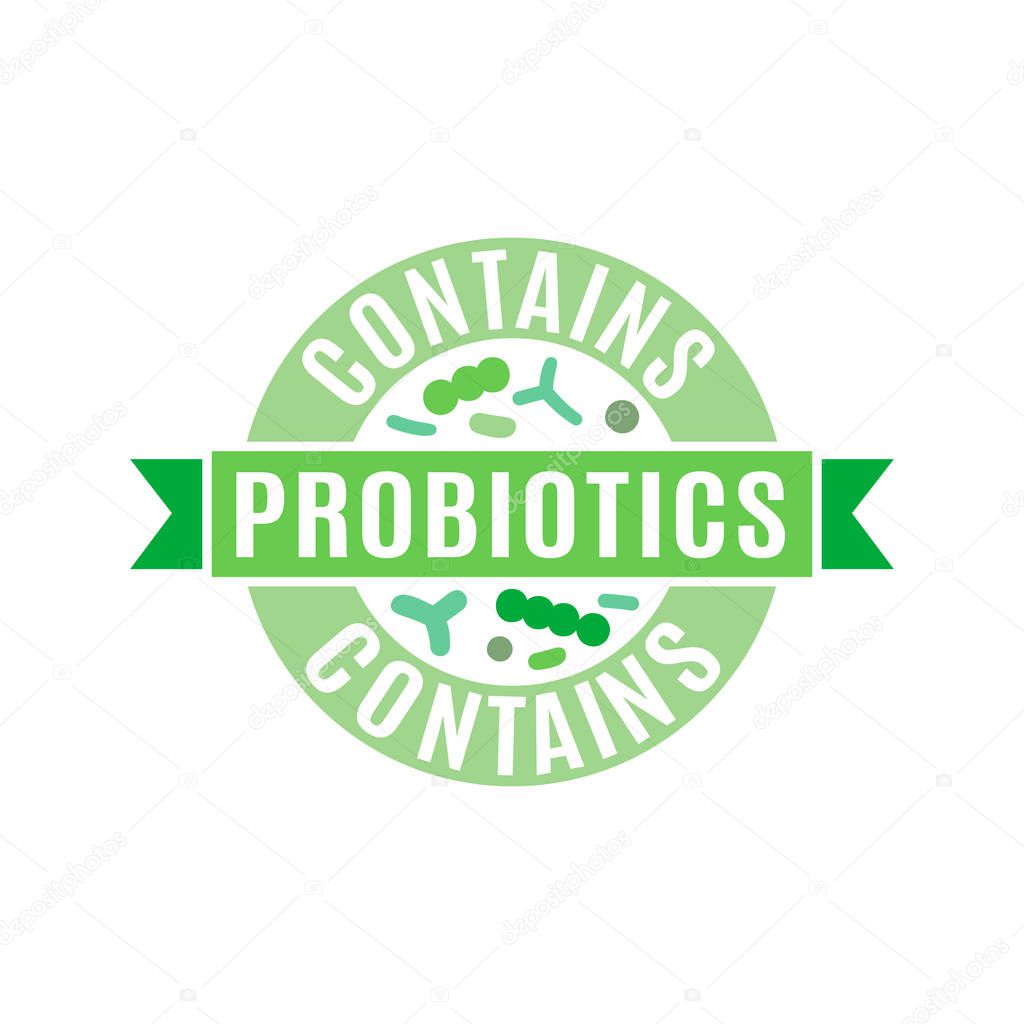 Probiotic icon, vector design. Lactobacillus acidophilus. Bacteria symbol. Food concept. Healthy nutrition pictogram. Editable illustration in bright green colors isolated on a white background.