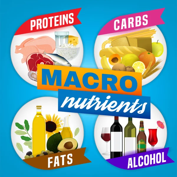 Macronutrients square poster — Stock Vector