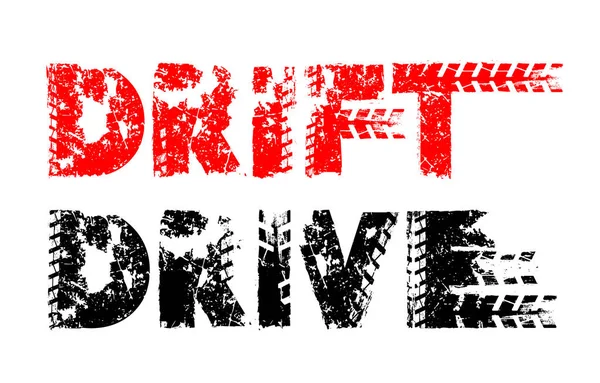 Offroad grunge drive e lettering alla deriva — Vettoriale Stock