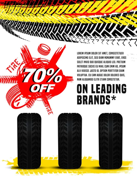 Modèle de bannière de vente de pneus vectoriels — Image vectorielle