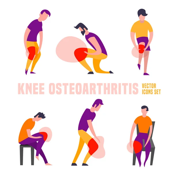 Conjunto de ícones de osteoartrite do joelho — Vetor de Stock