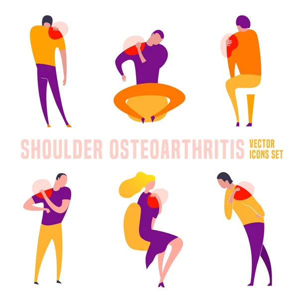 Colección de iconos de osteoartritis de hombro — Vector de stock