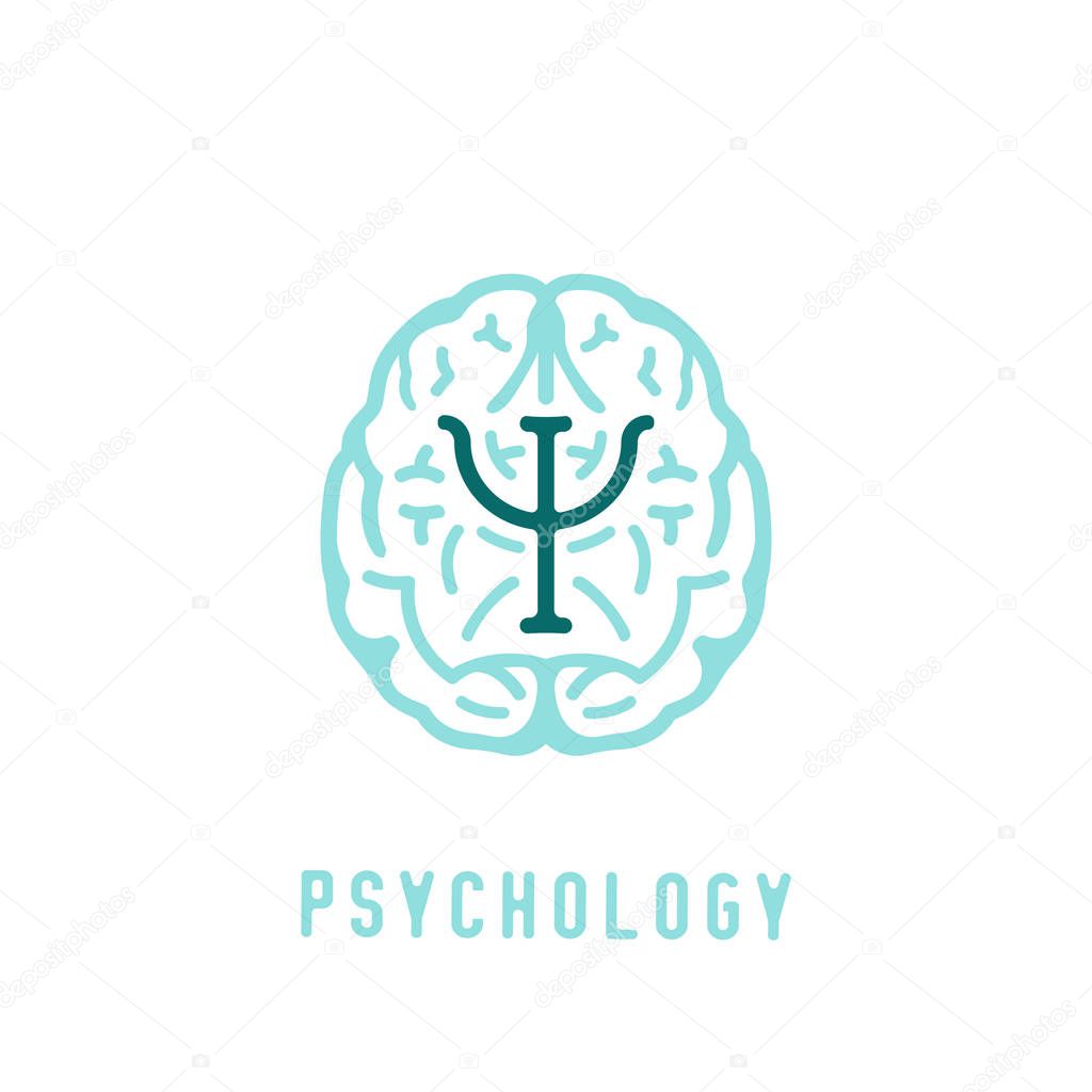 Psychologist, psychotherapist icon. Creative concept useful for logotype, pictogram, symbol design. Editable vector illustration in green and light blue colors. Phycology, Physiology, Psychiatry image