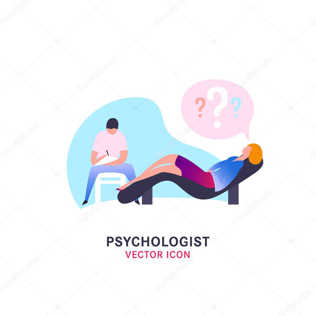 Psychologist, psychotherapist icon. Creative concept useful for logotype, pictogram, symbol design. Editable vector illustration in bright trendy colors. Phycology, Physiology, Psychiatry image