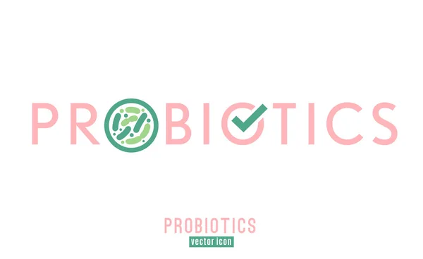 Lactobacillus probiotics typografische Ikone — Stockvektor