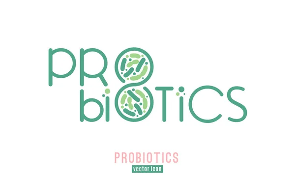 Lactobacillus Probiotics Typographic Icon — Stock Vector