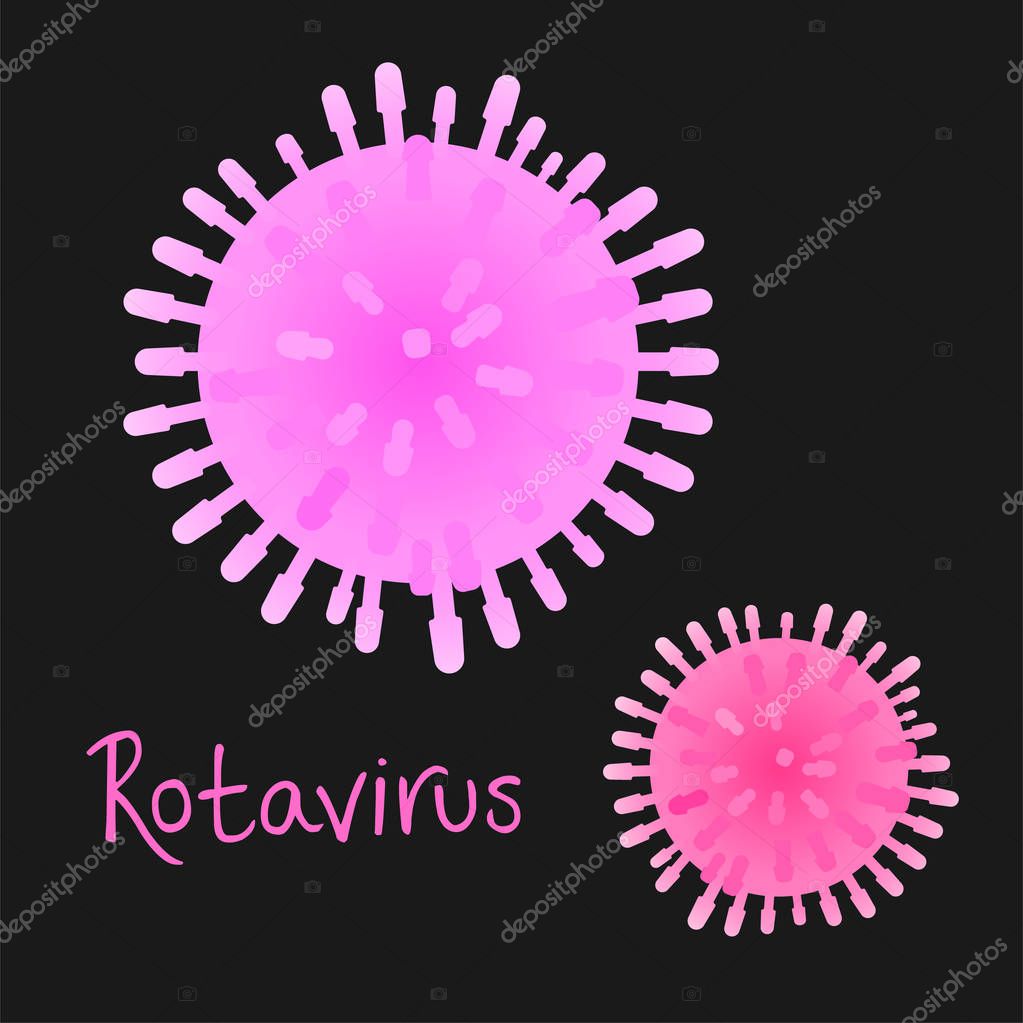 Rotavirus image. Gastroenteritis graphic design. Stomach flu epidemic background. Editable vector illustration in bright pink colors. Modern style. Medical, healthcare, scientific concept