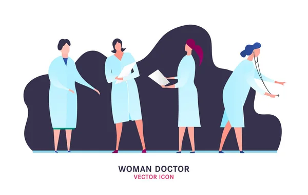 Női orvosok ikonok beállítása. — Stock Vector