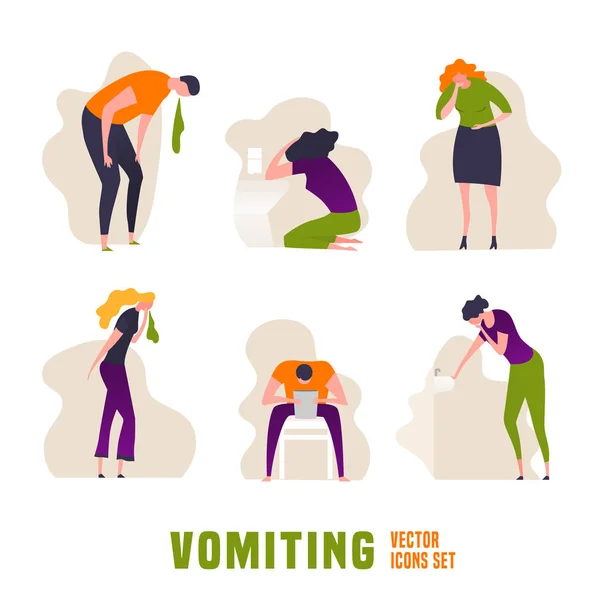 Vomiting Icons set — Stock Vector