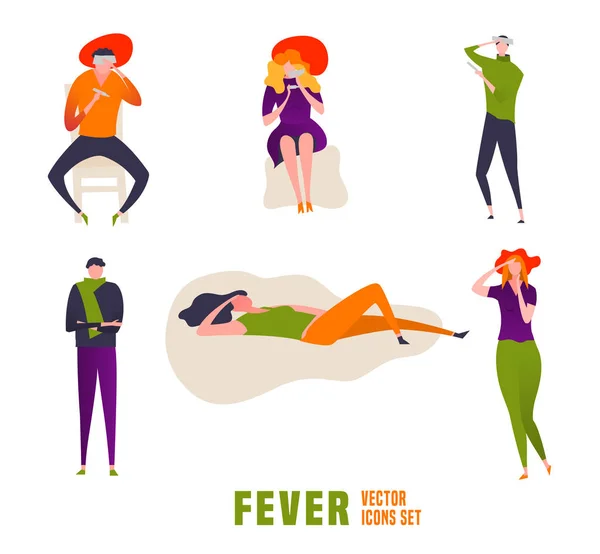 Set icone della febbre — Vettoriale Stock