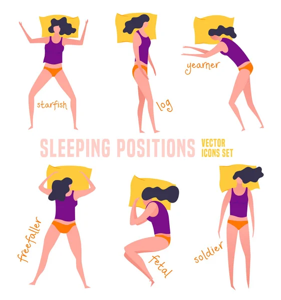 Diverse posizioni di sonno — Vettoriale Stock