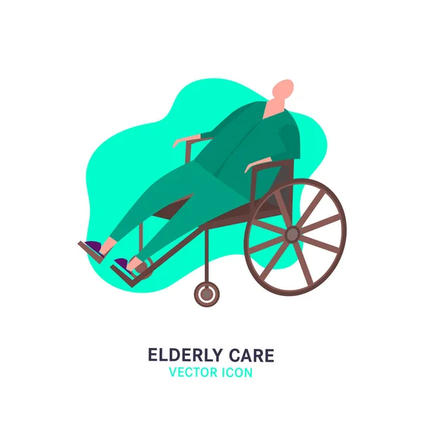 Ο γέρος σε αναπηρική καρέκλα. — Διανυσματικό Αρχείο