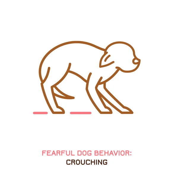 Икона боязливого поведения собаки — стоковый вектор