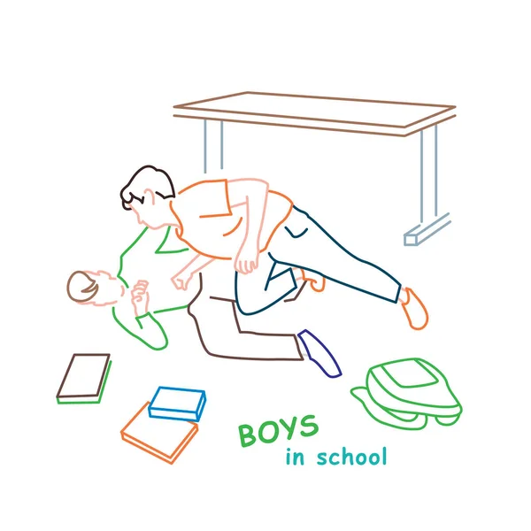 School Boy Behavior — Stock Vector