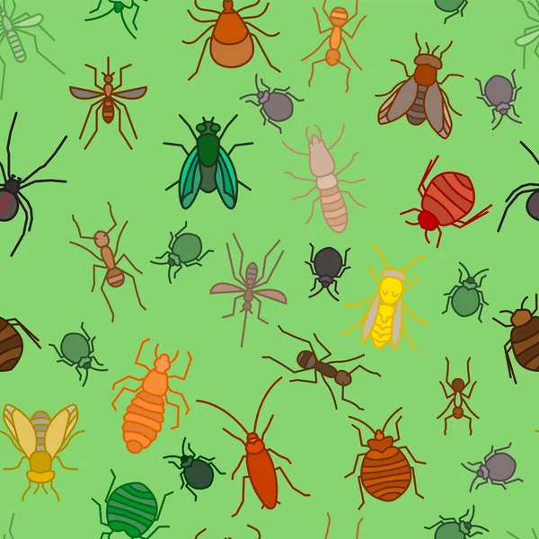 Insekter sömlöst mönster — Stock vektor
