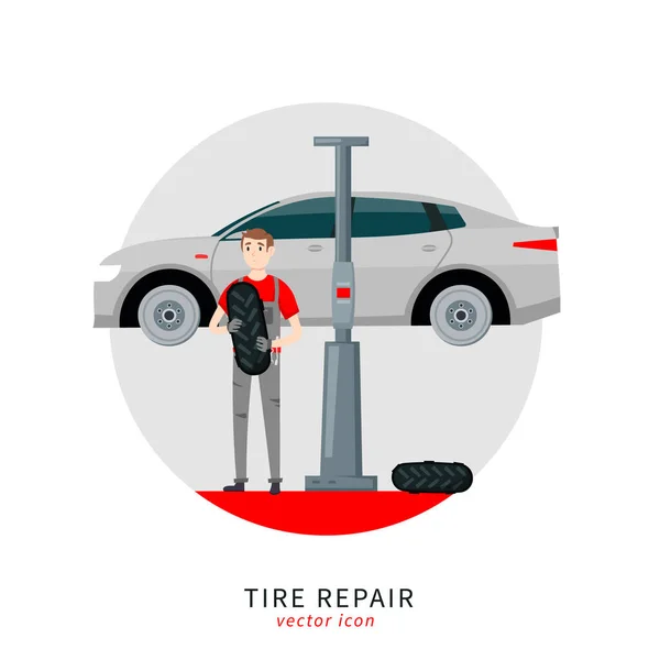 Tire car mechanic — Stock Vector