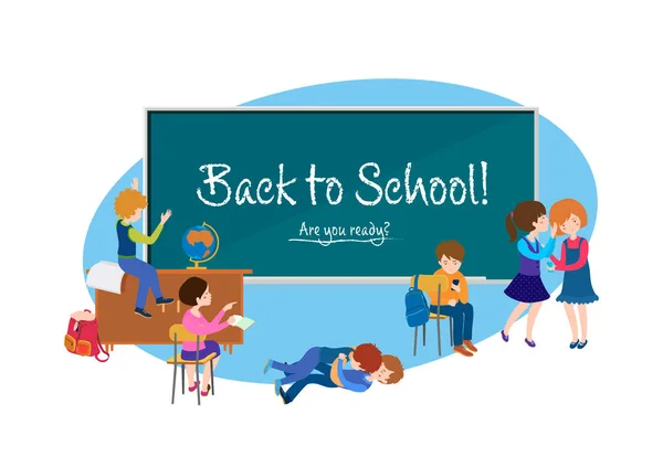 Back to school cartoon poster — Stock Vector