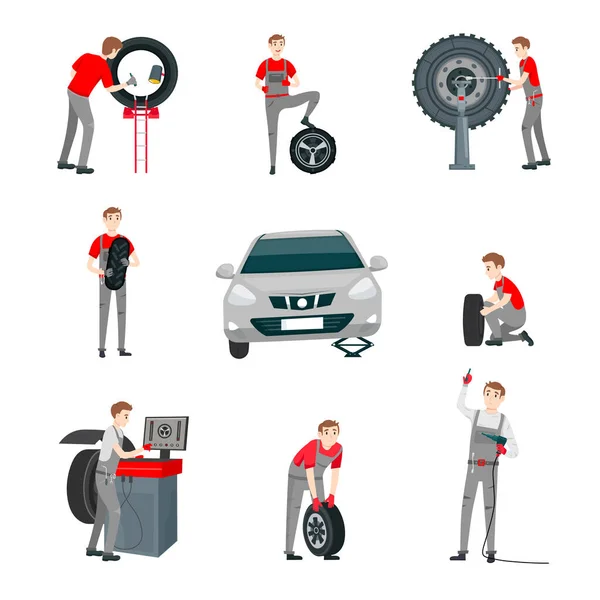 Car mechanic set — Stock Vector