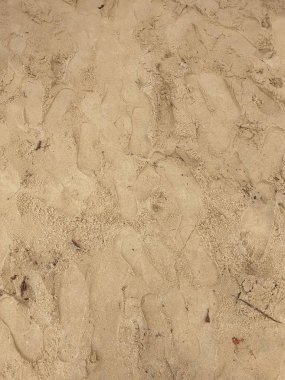 Kalın plaj kum dokusunda ayak izleri